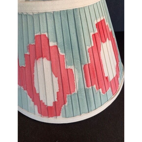 Custom Hand Painted Pleated Fabric Lamp Shade IKAT European Hardware 8" x 13" - Picture 10 of 16